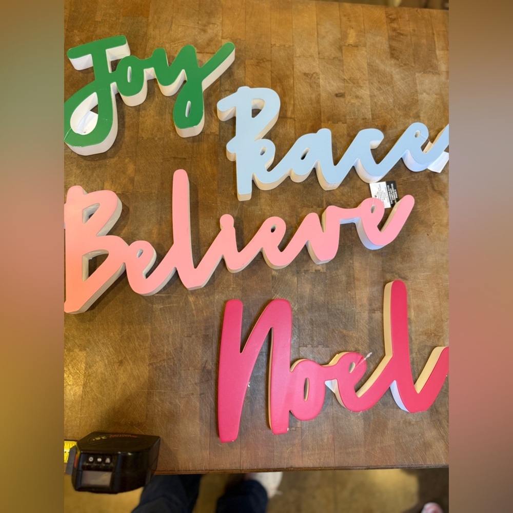 Colorful Script Holiday Wall Words - Joy, Peace, Believe, Noel Christmas Lot NEW